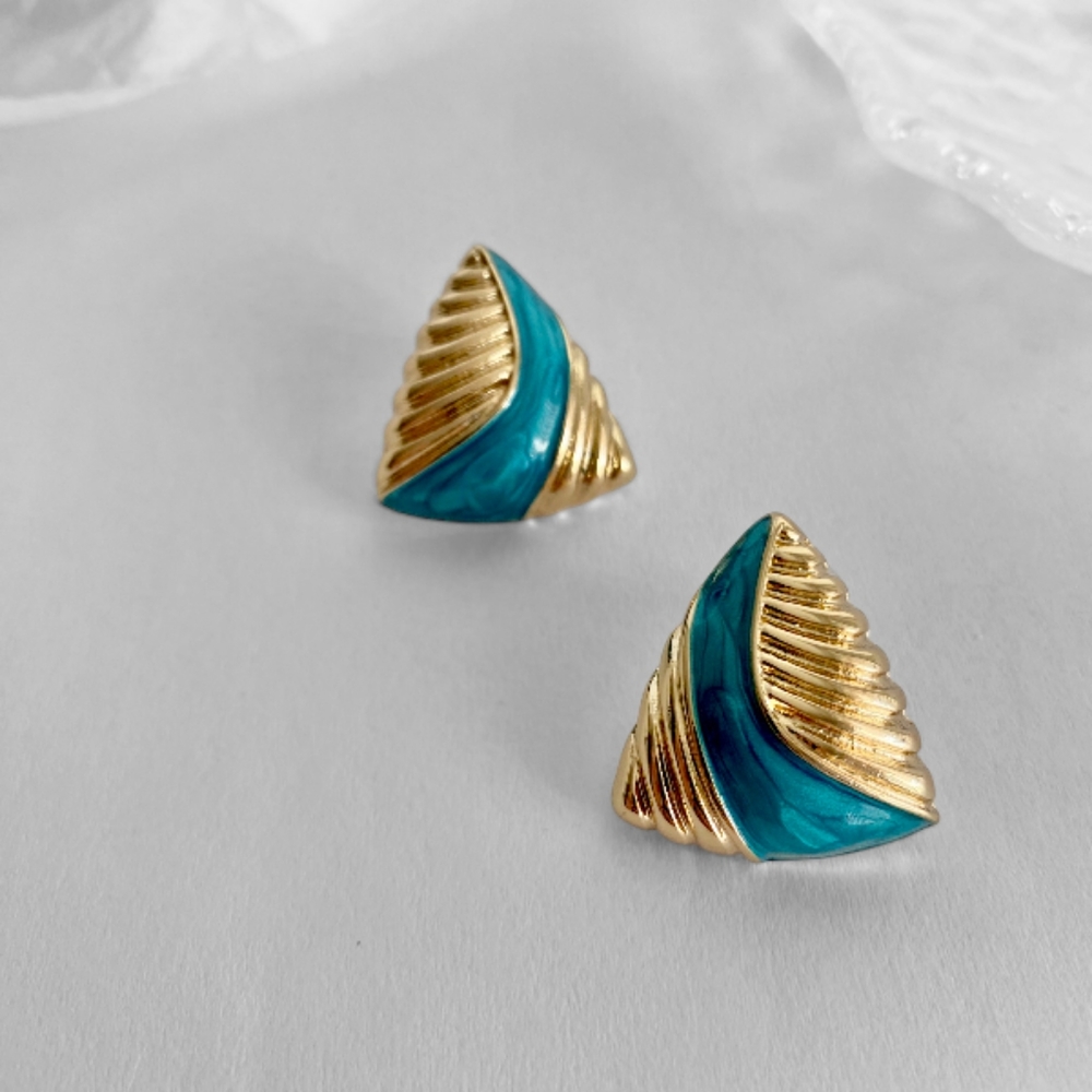 silverlià Treny Fashion Retro Vintage Oil-dripping Geometric Earrings